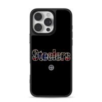 Stylized Steelers text and logo iPhone 16 Pro Max Black Case