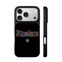 Stylized Steelers text and logo iPhone 17 Pro Max Black Case