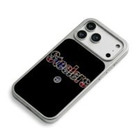 Stylized Steelers text and logo iPhone 17 Pro Max Electroplated Silver Case2