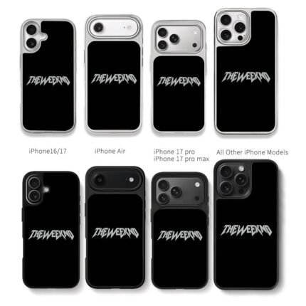 Stylized THE WEEKND text on black Chris Brown Phone Case Black Electroplated Silver For Iphone 11 To 17