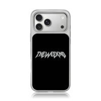 Stylized THE WEEKND text on black iPhone 17 Pro Max Electroplated Silver Case1