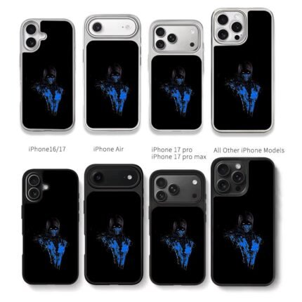 Sub Zero Mortal Kombat blue ninja Chris Brown Phone Case Black Electroplated Silver For Iphone 11 To 17