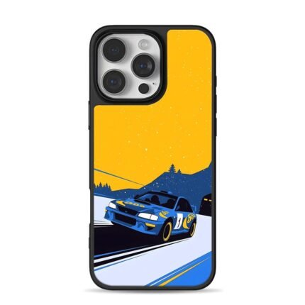 Subaru 555 rally race on night road iPhone 16 Pro Max Black Case