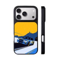 Subaru 555 rally race on night road iPhone 17 Pro Max Black Case