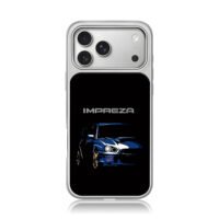 Subaru Impreza STI blue sports car iPhone 17 Pro Max Electroplated Silver Case1