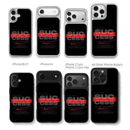 Success motivational red typography Chris Brown Phone Case Black Electroplated Silver For Iphone 11 To 17