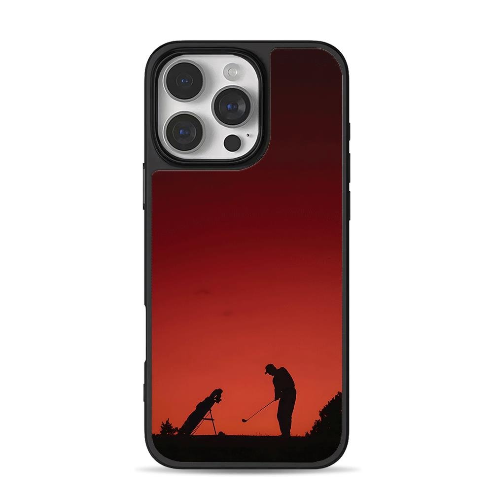 Sunset golfer silhouette golf bag iPhone 16 Pro Max Black Case Sunset golfer silhouette golf bag iPhone 16 Pro Max Black Case