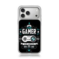 Super gamer retro game controller iPhone 17 Pro Max Electroplated Silver Case1