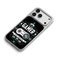 Super gamer retro game controller iPhone 17 Pro Max Electroplated Silver Case2