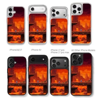 Super Mario pixel lava castle stage Chris Brown Phone Case Black Electroplated Silver For Iphone 11 To 17