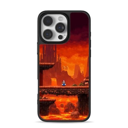 Super Mario pixel lava castle stage iPhone 16 Pro Max Black Case