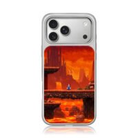 Super Mario pixel lava castle stage iPhone 17 Pro Max Electroplated Silver Case1