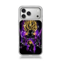 Super Saiyan Gohan DBZ purple art iPhone 17 Pro Max Electroplated Silver Case1