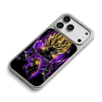 Super Saiyan Gohan DBZ purple art iPhone 17 Pro Max Electroplated Silver Case2