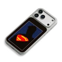 Superman pixel silhouette S logo iPhone 17 Pro Max Electroplated Silver Case2