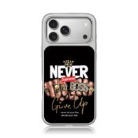 Supreme Bling Boss Fists Never Give iPhone 17 Pro Max Electroplated Silver Case1