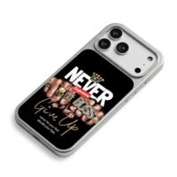 Supreme Bling Boss Fists Never Give iPhone 17 Pro Max Electroplated Silver Case2