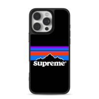 Supreme logo retro mountain stripes iPhone 16 Pro Max Black Case