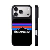 Supreme logo retro mountain stripes iPhone 17 Pro Max Black Case