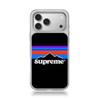 Supreme logo retro mountain stripes iPhone 17 Pro Max Electroplated Silver Case1