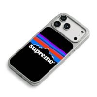 Supreme logo retro mountain stripes iPhone 17 Pro Max Electroplated Silver Case2