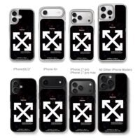 Supreme Off White star cross arrows Chris Brown Phone Case Black Electroplated Silver For Iphone 11 To 17