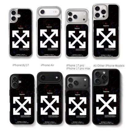 Supreme Off White star cross arrows Chris Brown Phone Case Black Electroplated Silver For Iphone 11 To 17