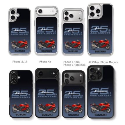 Suzuki Hayabusa 25th Anniv Red Bike Chris Brown Phone Case Black Electroplated Silver For Iphone 11 To 17