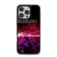 Suzuki Hayabusa bike rider neon art iPhone 16 Pro Max Black Case