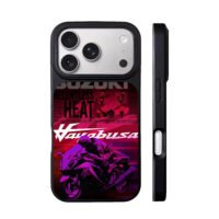 Suzuki Hayabusa bike rider neon art iPhone 17 Pro Max Black Case