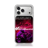Suzuki Hayabusa bike rider neon art iPhone 17 Pro Max Electroplated Silver Case1