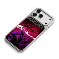 Suzuki Hayabusa bike rider neon art iPhone 17 Pro Max Electroplated Silver Case2