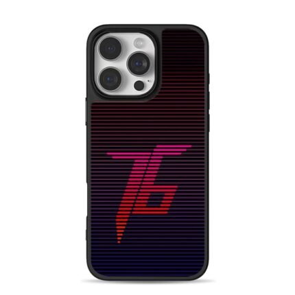 Synthwave neon TP striped retro art iPhone 16 Pro Max Black Case