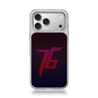Synthwave neon TP striped retro art iPhone 17 Pro Max Electroplated Silver Case1