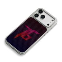 Synthwave neon TP striped retro art iPhone 17 Pro Max Electroplated Silver Case2