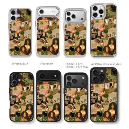 SZA Saturn collage with butterflies Chris Brown Phone Case Black Electroplated Silver For Iphone 11 To 17
