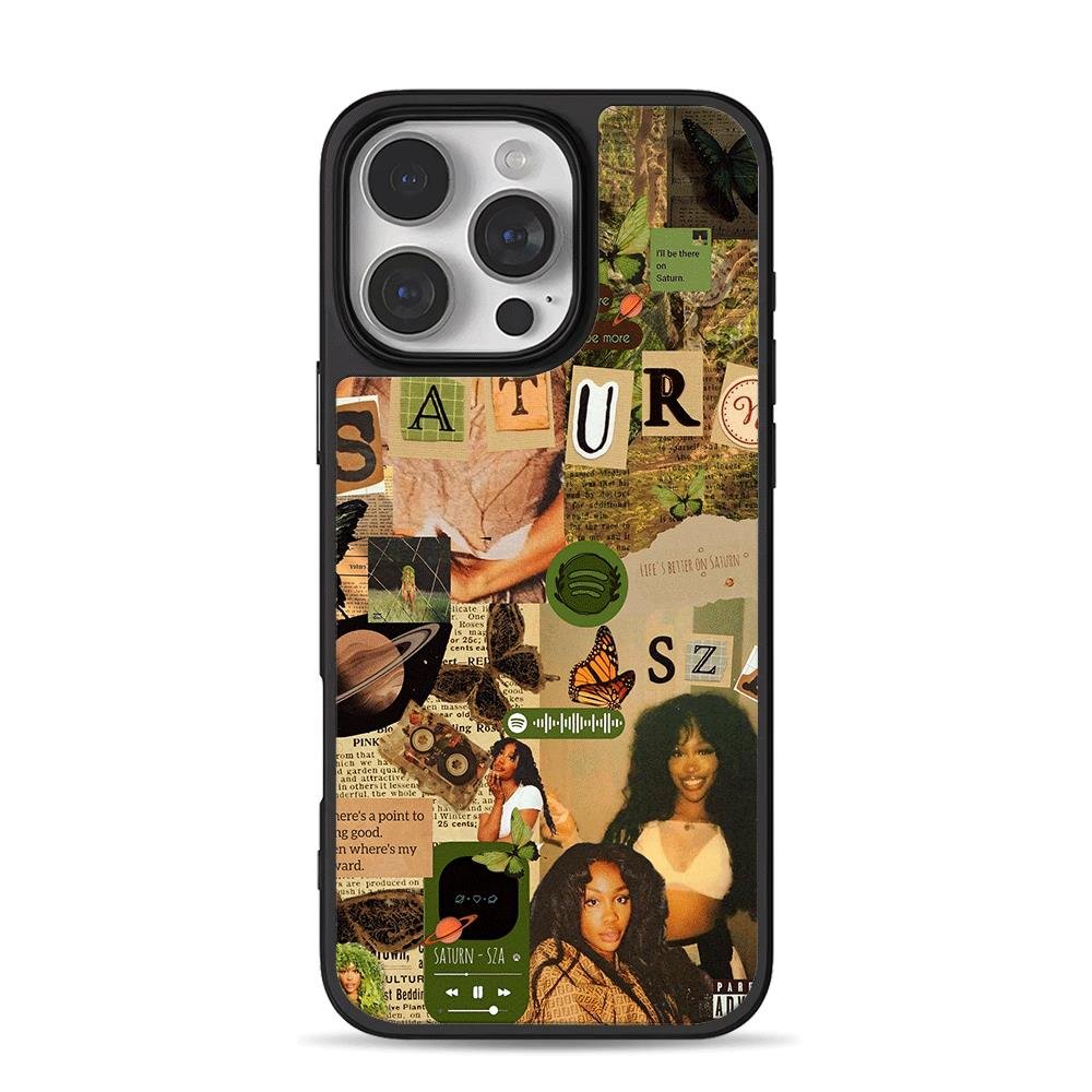 SZA Saturn collage with butterflies iPhone 16 Pro Max Black Case SZA Saturn collage with butterflies iPhone 16 Pro Max Black Case