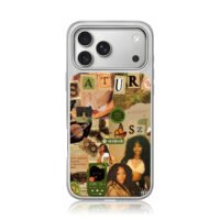 SZA Saturn collage with butterflies iPhone 17 Pro Max Electroplated Silver Case1
