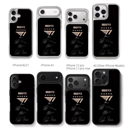 T1 2024 Worlds logo and player sigs Chris Brown Phone Case Black Electroplated Silver For Iphone 11 To 17