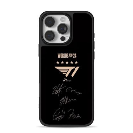 T1 2024 Worlds logo and player sigs iPhone 16 Pro Max Black Case